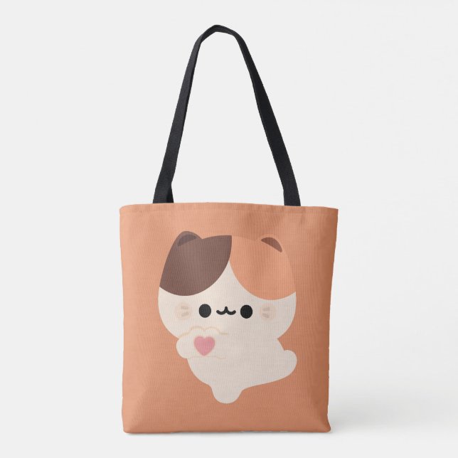 Tote Bag Cute Love Tortie Cat (Dos)