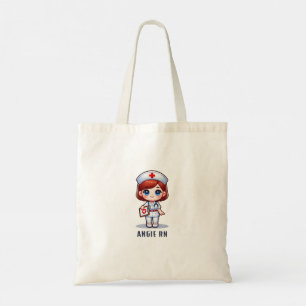 Tote Bag Cute Manga Nurse Cheveux Rouge Caricature Personna