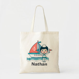 Tote Bag Cute marin et bateau Personnalisé
