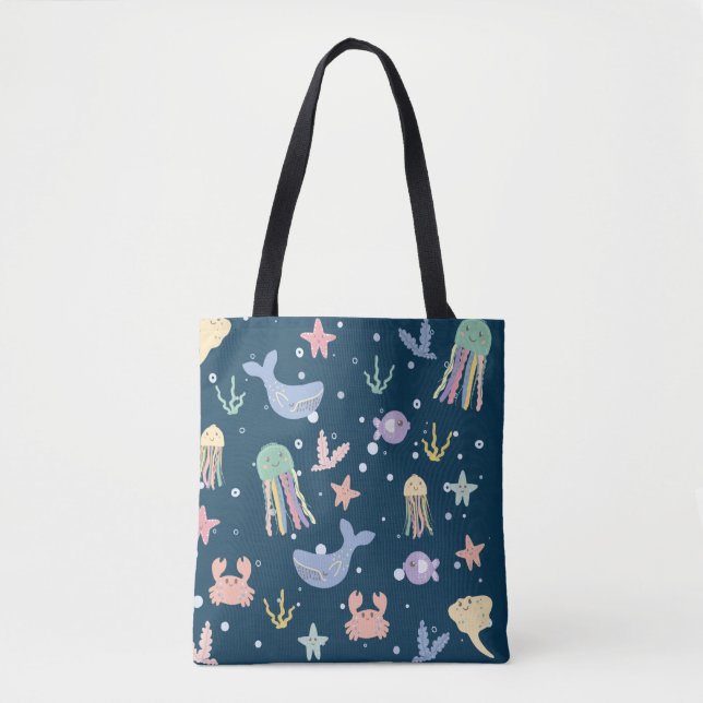 Tote Bag Cute Marine Vie Motif sans joint (Devant)
