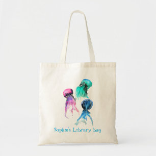Tote Bag Cute méduse trio aquarelle art