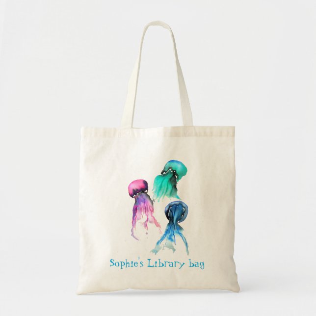 Tote Bag Cute méduse trio aquarelle art (Devant)