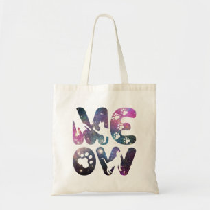 Tote Bag Cute Meow Chat Silhouettes et Empreintes de pattes