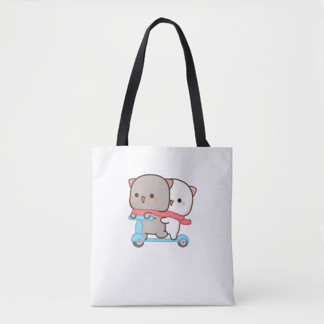 Tote Bag Cute Mochi Peach Cat (Devant)
