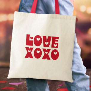Tote Bag Cute Modern Bold Red Valentine's Love XOXO