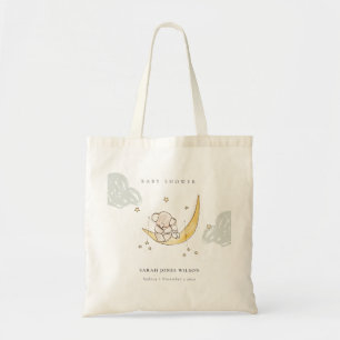 Tote Bag Cute Moon Stars Elephant Bunny Neutral Baby Shower