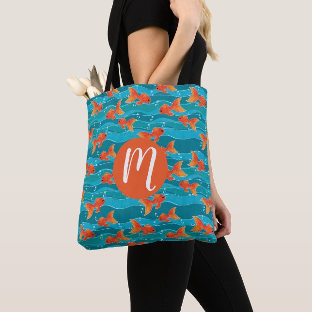 Tote Bag Cute Motif de natation Goldfish & Water (De près)