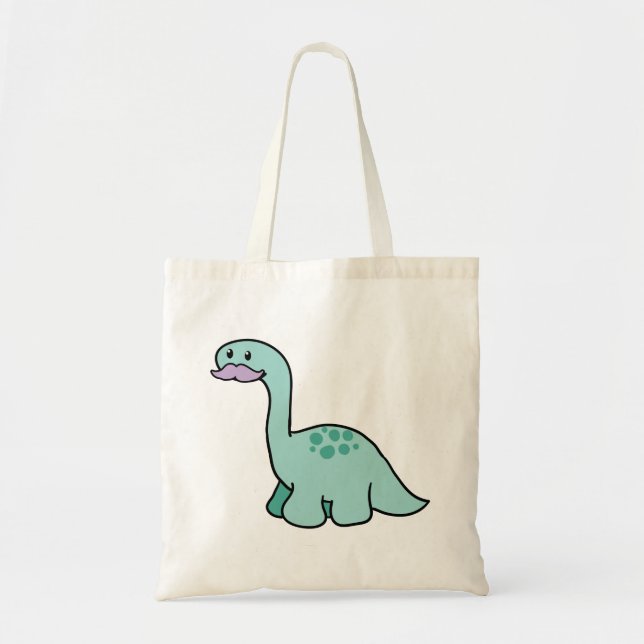 Tote Bag Cute Moustache Dinosaur (Devant)