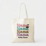 Tote Bag Cute Nana Typography<br><div class="desc">A minimalist typography design with the words Nana in pink,  teal,  beige and mauve. Just add name and it becomes a personalized keepsake gift.</div>