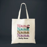 Tote Bag Cute Nana Typography<br><div class="desc">A minimalist typography design with the words Nana in pink, teal, beige and mauve. Just add name and it becomes a personalized keepsake gift.</div>
