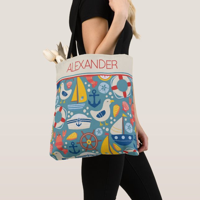 Tote Bag Cute Nautical Sea Life Personnalisé (De près)