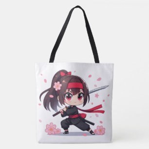 Tote Bag Cute ninja guerrière fille en fleur