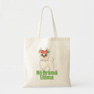 Tote Bag Cute No Drama Llama Avec Couronne Florale