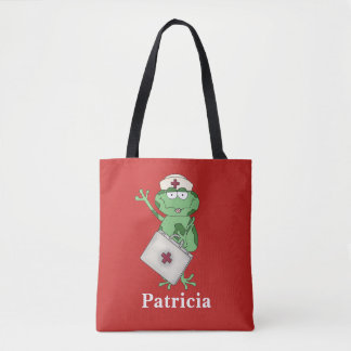 Tote Bag Cute Nurse grenouille ajouter nom fourre-tout