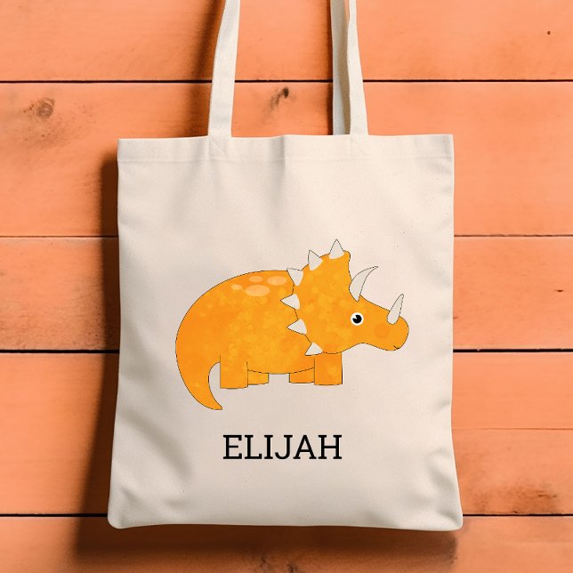 Tote Bag Cute Orange Dinosaure Personnalisé Enfants (Créateur téléchargé)