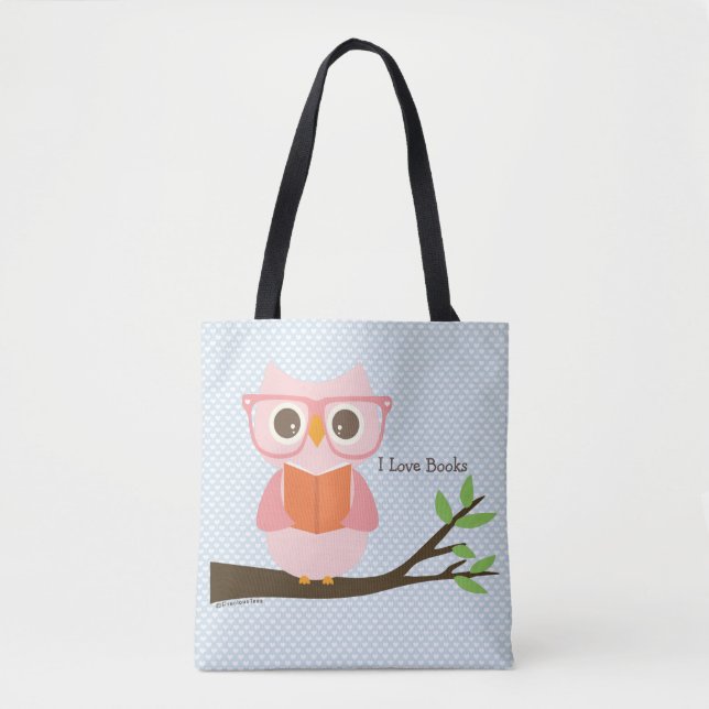 Tote Bag Cute Owl Lecture (Devant)