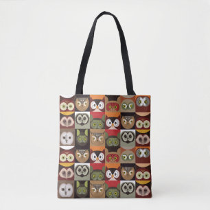 Tote Bag Cute Owl Motif