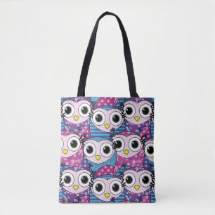 Tote Bag Cute Owl Motif