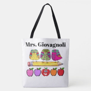 Tote Bag Cute Owl Teacher Fourre-tout - Revenez !