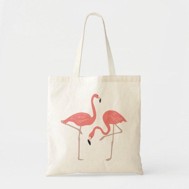 Tote Bag Cute Pair Of Pink Flamingos Illustration (Devant)