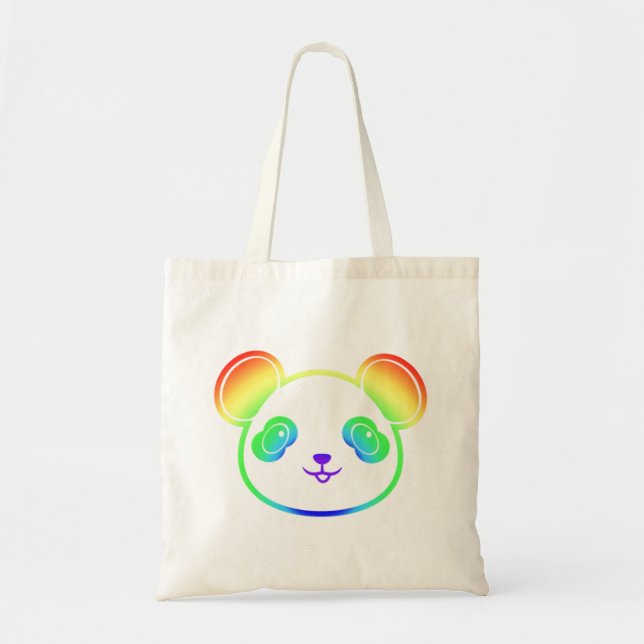 Tote Bag Cute Panda Bear Dans Les Couleurs De L'Arc-En-Ciel (Devant)
