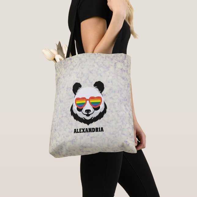 Tote Bag Cute Panda Bear | Rainbow | LGBTQ (De près)