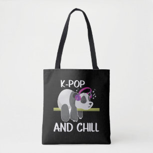 Tote Bag Cute Panda Headphones Corée Pop Lover K-Pop Music