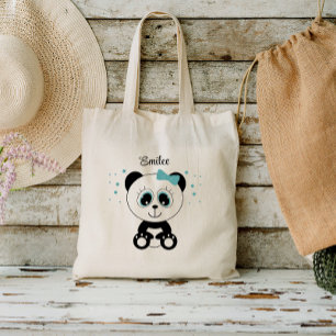 Tote Bag Cute Panda (Vert Menthe)