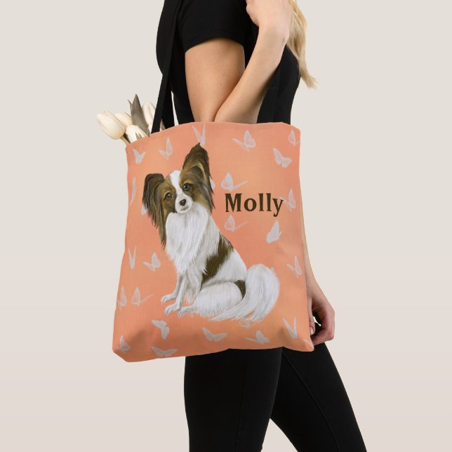 Tote Bag Cute Papillon Chien Papillon Papillons blancs Pers (De près)