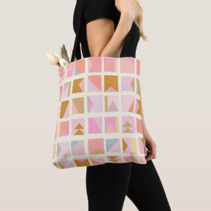 Tote Bag Cute Pastel Patchwork Formes géométriques Motif