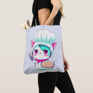 Tote Bag Cute pâtisserie boulangère Chef Chat avec gâteau e