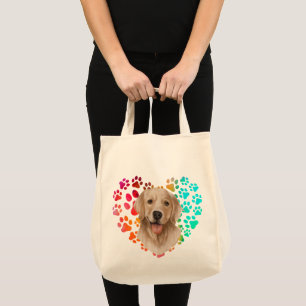 Tote Bag Cute paw Coeur doré Chien Chien Chien Chien Chien