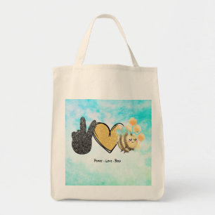 Tote Bag Cute Peace Love Bees 
