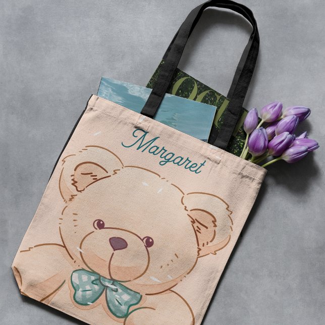 Tote Bag Cute peacht rose teddy fourre-tout (Créateur téléchargé)