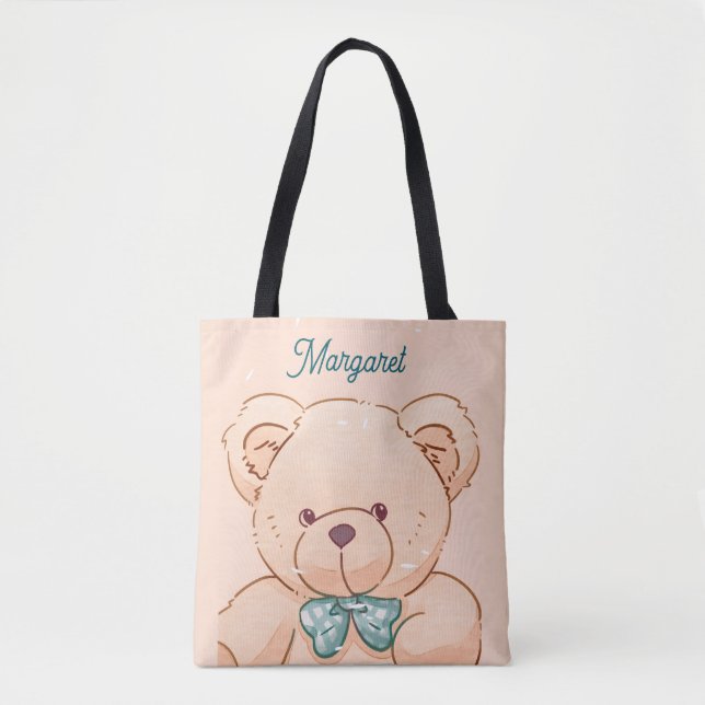 Tote Bag Cute peacht rose teddy fourre-tout (Devant)