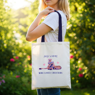 Tote Bag Cute Pêche Violet Pastel Cheetah Famille