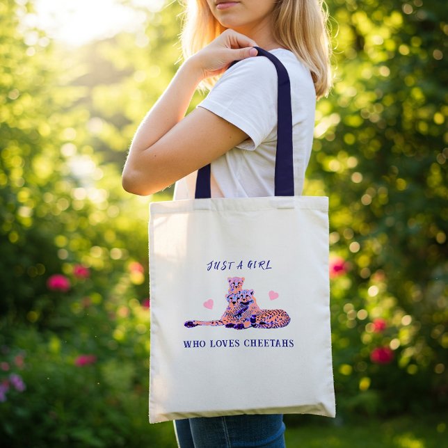 Tote Bag Cute Pêche Violet Pastel Cheetah Famille (Créateur téléchargé)