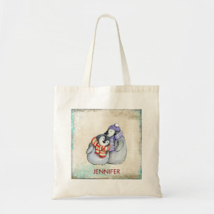 Tote Bag Cute Penguins en écharpes et chapeaux d'hiver pers