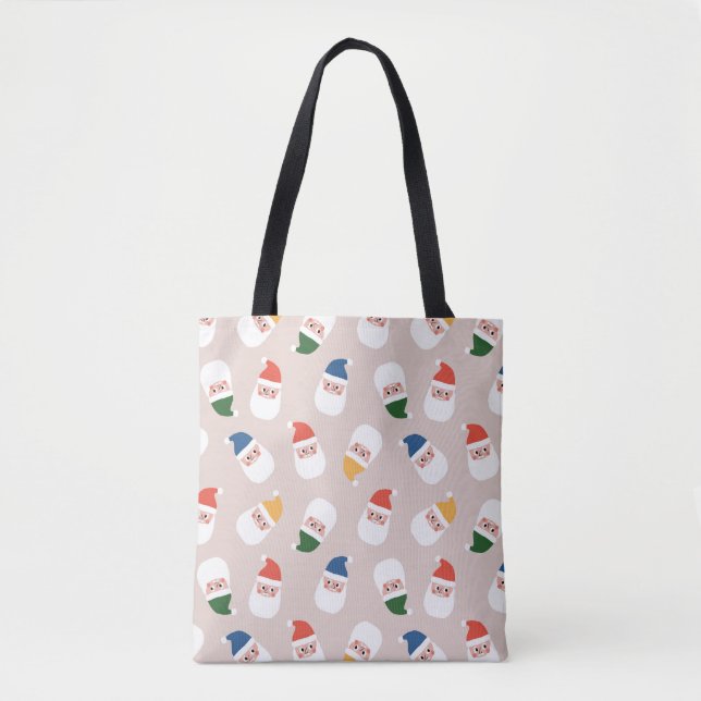 Tote Bag Cute Père Noël fait face au Motif de Noël (Devant)