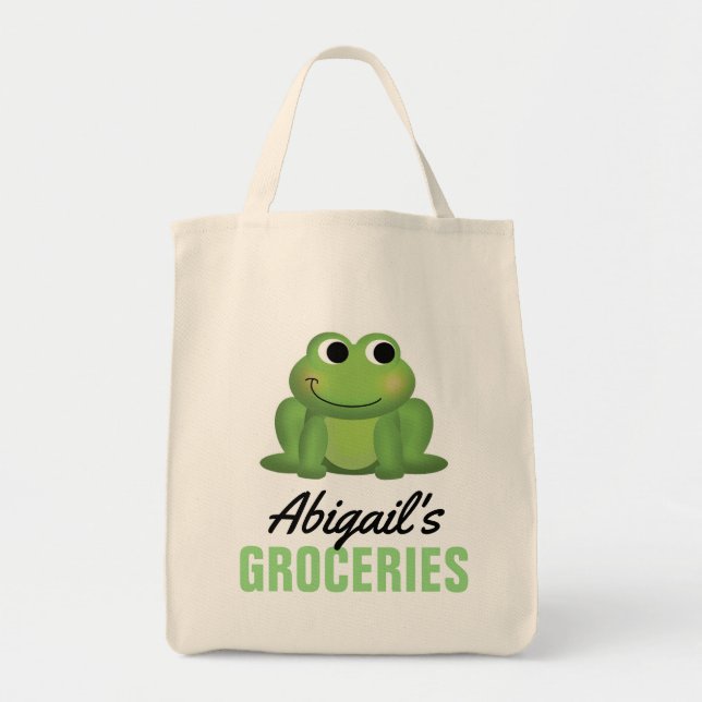 Tote Bag Cute Personalized Frog Grocery (Devant)