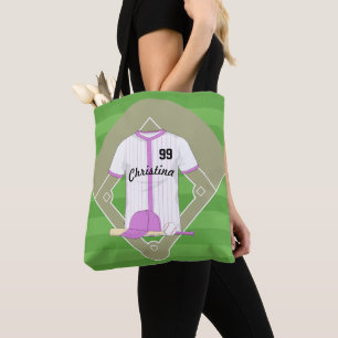 Tote Bag Cute Personnalisée Baseball rose