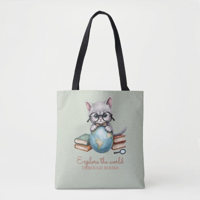 Tote Bag Cute personnalisée "Wander Cat" (Devant)