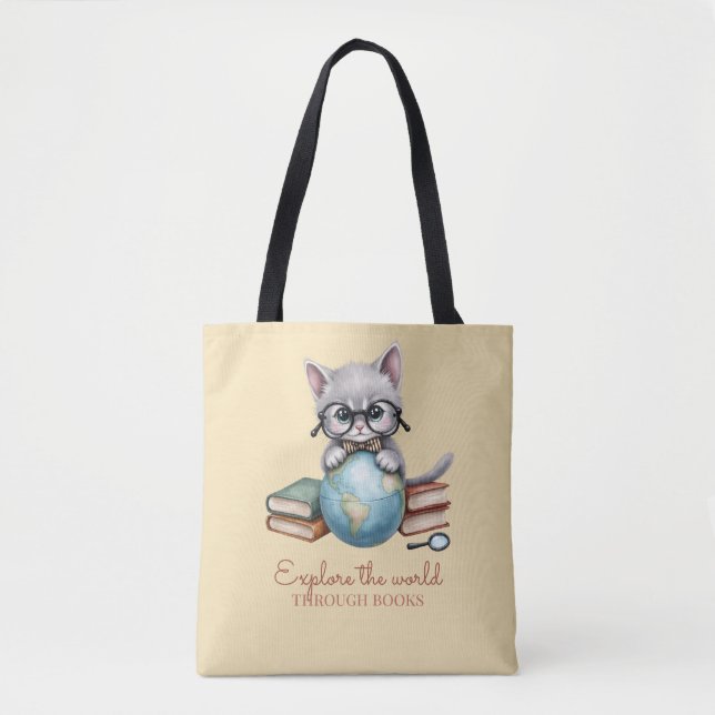 Tote Bag Cute personnalisée "Wander Cat" (Devant)