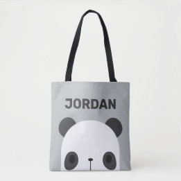 Tote Bag Cute petit ours Panda avec nom personnalisé