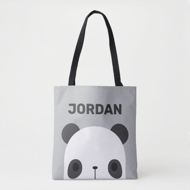 Tote Bag Cute petit ours Panda avec nom personnalisé (Devant)