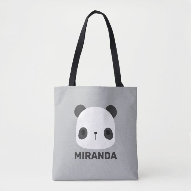 Tote Bag Cute petit ours Panda avec nom personnalisé (Devant)