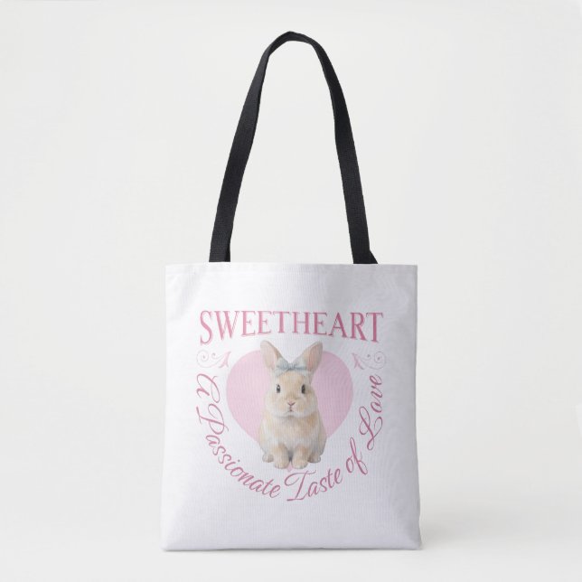 Tote Bag Cute Pink Rabbit (Devant)
