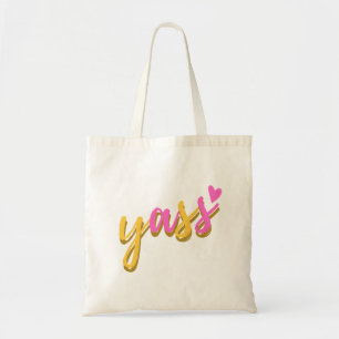 Tote Bag Cute Pink Yellow Yass Letter Bag