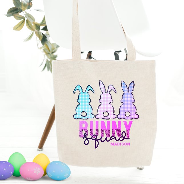 Tote Bag Cute Plaid Lapin Squad Rabbit Personnalisé (Créateur téléchargé)