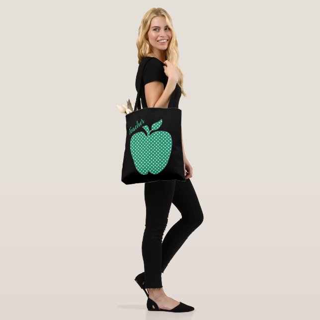 Tote Bag Cute Polka Dot Apple Enseignants Noirs (Sur le modèle)